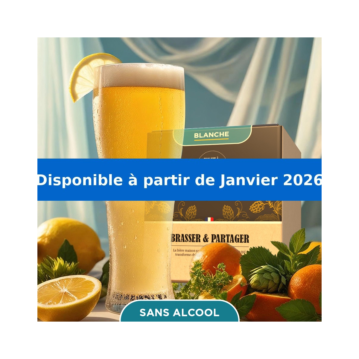 Kit de Bière Blanche sans alcool complet pour brassage 5 litres