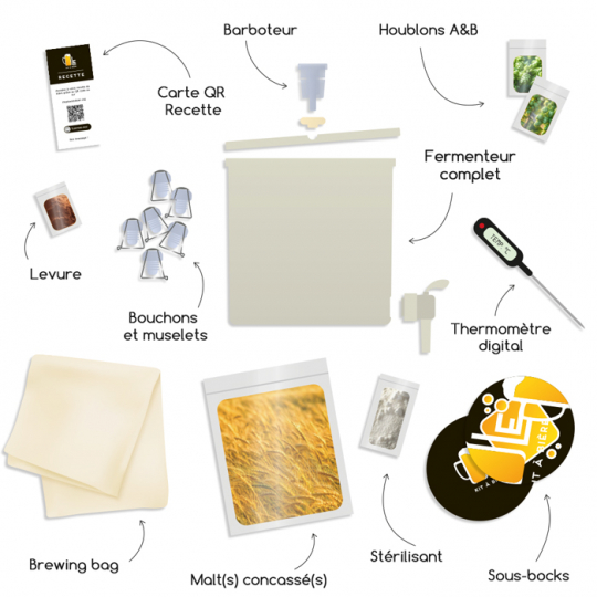 Kit de Bière Blanche complet pour brassage 5 litres