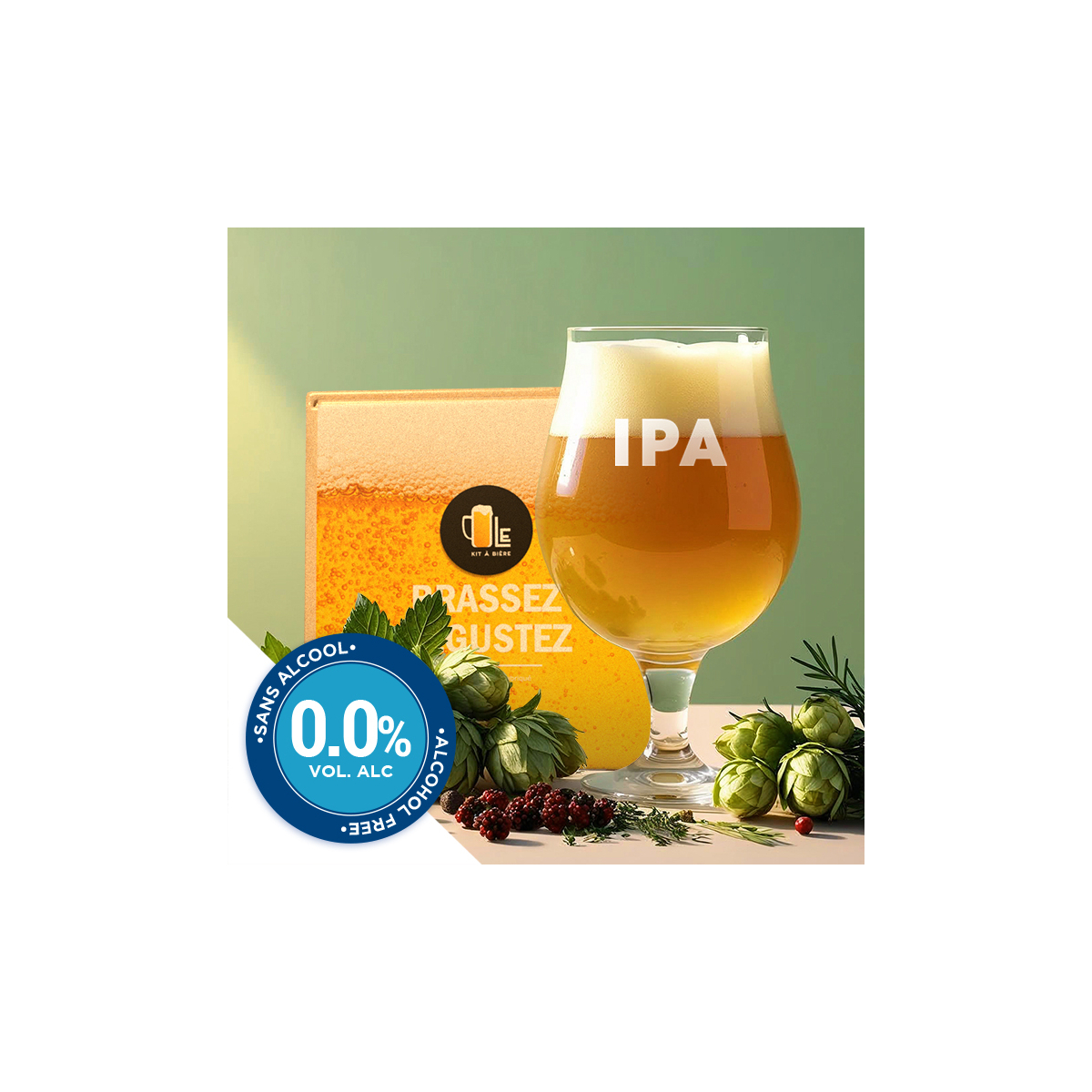 Kit de Bière IPA sans alcool complet pour brassage 5 litres